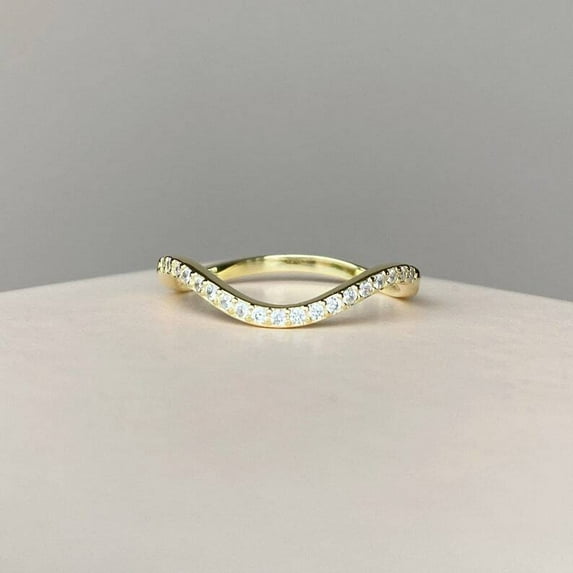 Women's Eternity Wedding Band Ring White Diamond 14k Yellow Gold Plated -10
