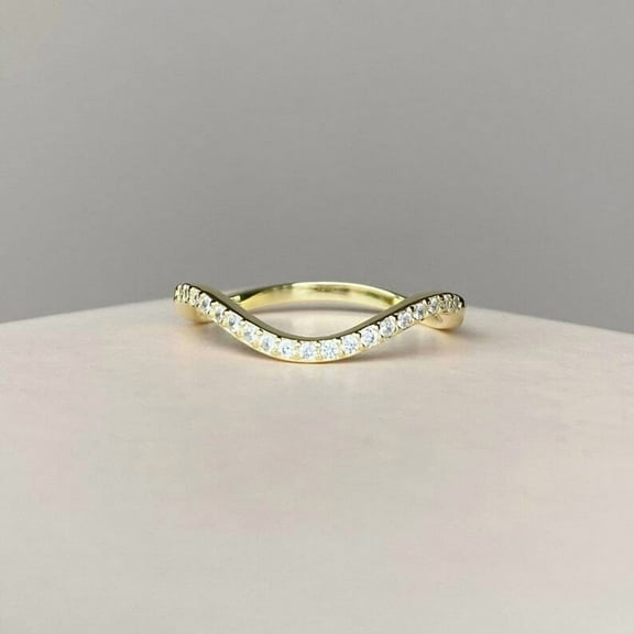 Women's Eternity Wedding Band Ring White Diamond 14k Yellow Gold Plated -9
