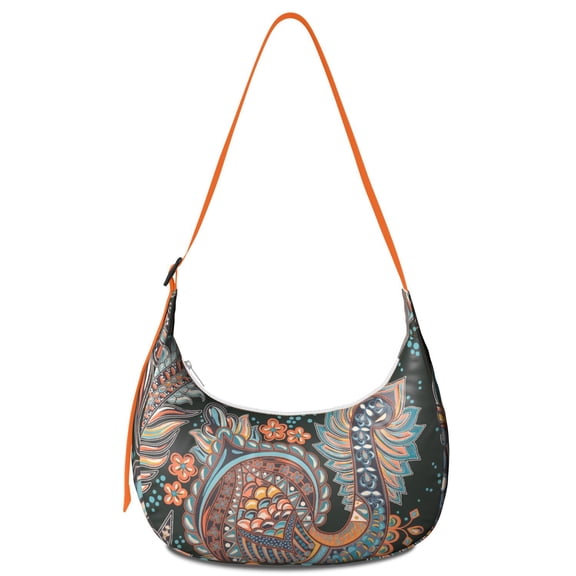 Women’s Ethnic Paisley Shoulder Bag – Retro Boho Vintage Floral Abstract Crossbody Purse Featuring Decorative Mandala Inspired Patterns, Lightweight Durable Tote