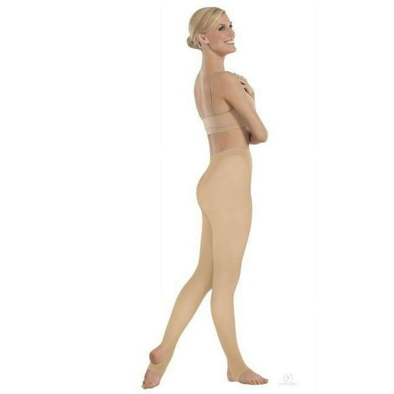Women's EuroSkins 217 Run Resistant Comfort Waist Stirrup Tights (Suntan S/M)