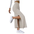 thumbnail image 1 of Women's European American Waisted Side Slit Slim Knitted Midi Skirt Solid Color L-XL-XXL-XXXL, 1 of 3
