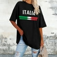 thumbnail image 1 of Women's European Cup Italian Casual Letter Print Round Neck Short Sleeved Oversized Loose T Shirt Top Women Loose Tops Summer Womens Casual Tees Compression Shirt Women Neck Long Sleeve Tops for Women, 1 of 3