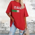 thumbnail image 1 of Women's European Cup Italian Casual Letter Print Round Neck Short Sleeved Oversized Loose T Shirt Top Workout Tops for Women Loose Fit Polyester Womens Shirt Womens Neck Tops Long Sleeve Shirt, 1 of 3