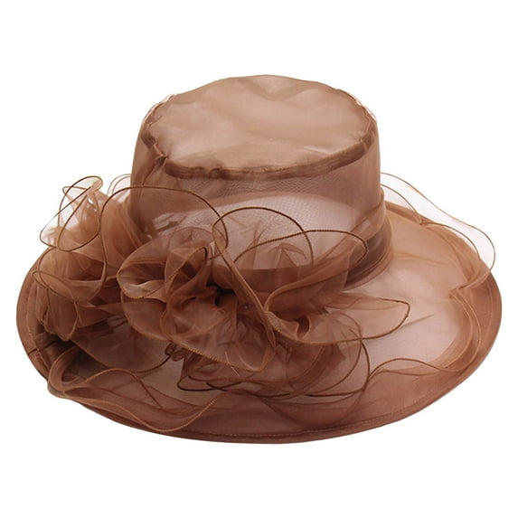 Women's European Fashion Mesh Lace Flower Sun Hat Foldable Large Brim Summer - Polyester - One Size