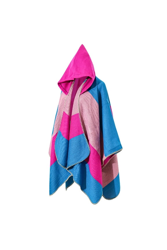 Women's European and American Fall and Winter Woven Knitted Hooded Cape Scarf Shawl