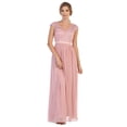 thumbnail image 1 of Women's Eva USA 3161 Long Cap Sleeve Mother Of Groom Formal Dress Dusty Rose Pink 3XL, 1 of 9