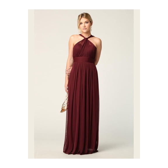 Women's Eva USA 3206 Halter Long Bridesmaids Dress Burgundy S