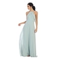thumbnail image 1 of Women's Eva USA 3315 Long Bridesmaids Ruffle Halter Chiffon Dress Sage Green M, 1 of 1