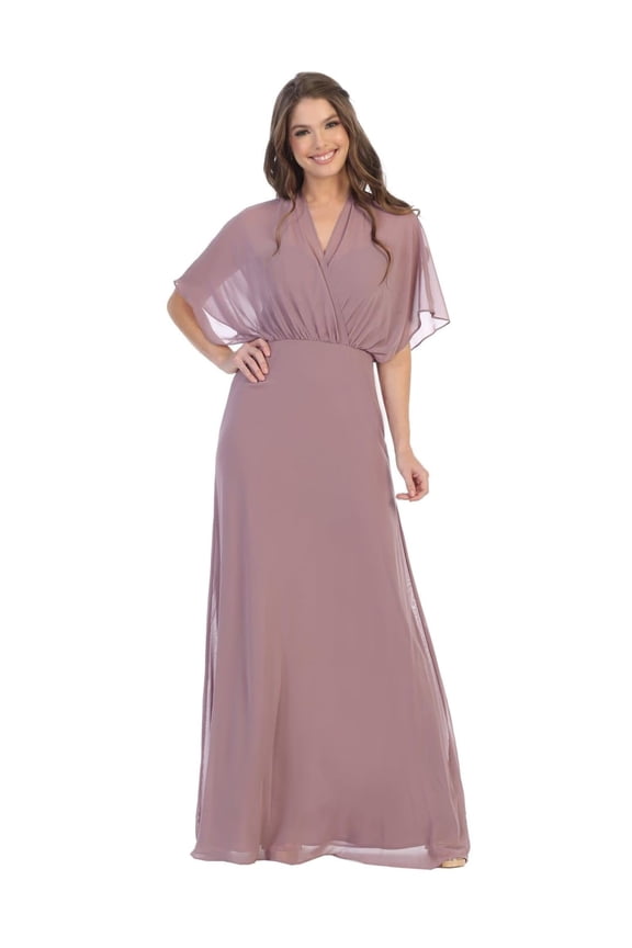 Women's Eva USA 3338 Long Formal Draped Chiffon Gown Mauve 3XL