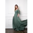 thumbnail image 1 of Women's Eva USA 3345 Long Formal Flutter Sleeves Bridesmaids Dress Eucalyptus L, 1 of 1
