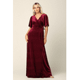 thumbnail image 1 of Women's Eva USA 3432 Velvet Gown with Flutter Sleeves Burgundy 4XL, 1 of 1