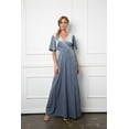 thumbnail image 1 of Women's Eva USA 3432 Velvet Gown with Flutter Sleeves Dusty Blue S, 1 of 1