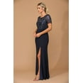 thumbnail image 1 of Women's Eva USA 3439 Long Formal Mother Of Groom evening elegant Dress Navy Blue L, 1 of 8