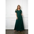 thumbnail image 1 of Women's Eva USA 3442 Long Formal Ruffle Sleeve Chiffon evening elegant Dress Hunter Green XL, 1 of 1