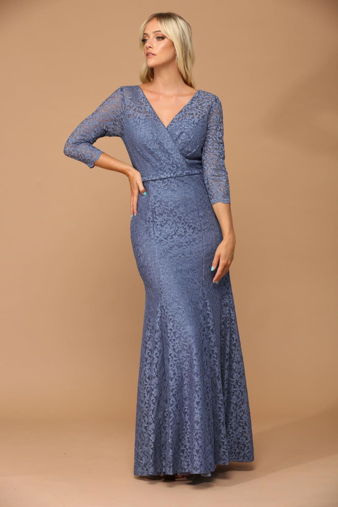 dark slate blue dress BABARONI Double Strap Chiffon Bridesmaid Dresses Slate Blue, Slate Blue / US0 main image 0