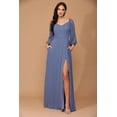 thumbnail image 1 of Women's Eva USA 3452 Long Sleeve Formal Chiffon Dress Slate A dark, muted blue-gray Blue L, 1 of 1