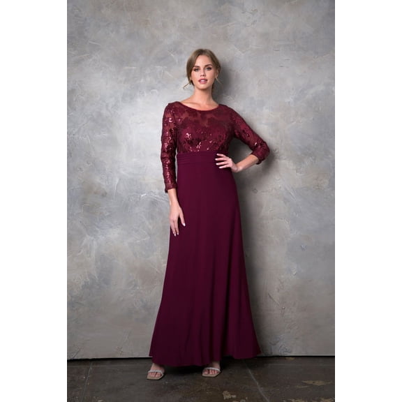 Women's Eva USA 3453 Mother Of Groom Lace evening elegant Dress Burgundy M