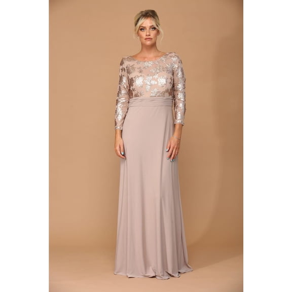 Women's Eva USA 3453 Mother Of Groom Lace evening elegant Dress Cocoa XL