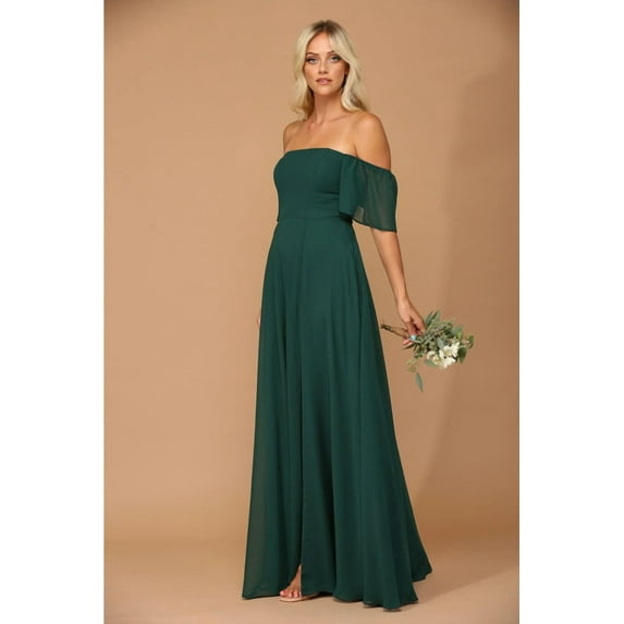 Women's Eva USA 3454 Long Formal Bridesmaids Chiffon evening elegant Gown Hunter Green 3XL