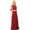 thumbnail image 1 of Women's Eva USA 5130 Long Mother Of Groom Beaded Chiffon Formal Gown Burgundy 3XL, 1 of 9