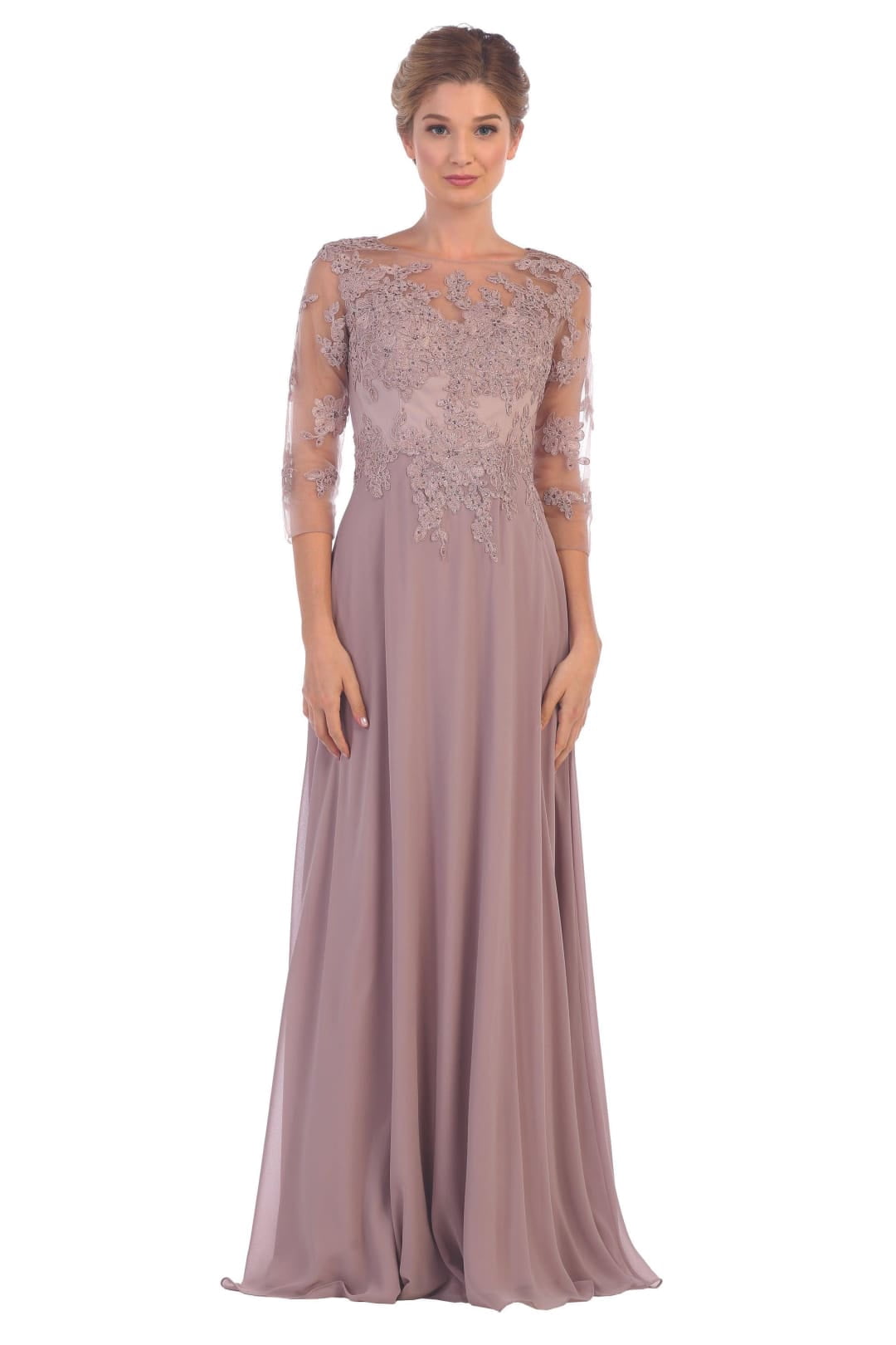 Women's Eva USA 5164 Long Mother Of Groom Chiffon Dress Mauve 3XL -  Walmart.com