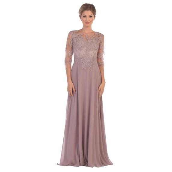 Women's Eva USA 5164 Long Mother Of Groom Chiffon Dress Mauve M