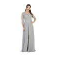 thumbnail image 1 of Women's Eva USA 5164 Long Mother Of Groom Chiffon Dress Silver 2XL, 1 of 1