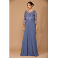 thumbnail image 1 of Women's Eva USA 5164 Long Mother Of Groom Chiffon Dress Slate A dark, muted blue-gray Blue XS, 1 of 1