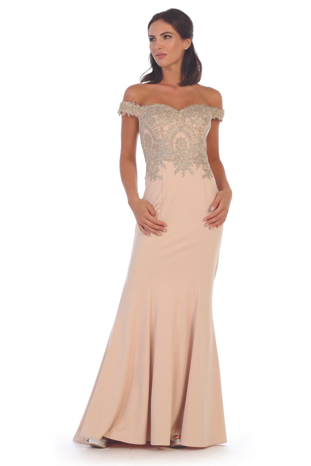 slim fit dress slacks Ashley Lauren Style 12253 Long Prom Dress Pageant Formal Evening Gown 00 / Champagne