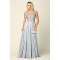 thumbnail image 1 of Women's Eva USA 5201 Long Sleeveless Formal evening elegant Dress Silver XL, 1 of 1
