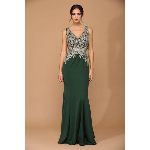 Women's Eva USA 5225 Mother Of Groom Long Formal Sleeveless Dress Hunter Green 4XL