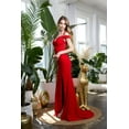 thumbnail image 1 of Women's Eva USA 5237 Long Off-Shoulder Formal evening elegant Prom 2026 Dress Christmas - New Year Holiday Red XL, 1 of 1