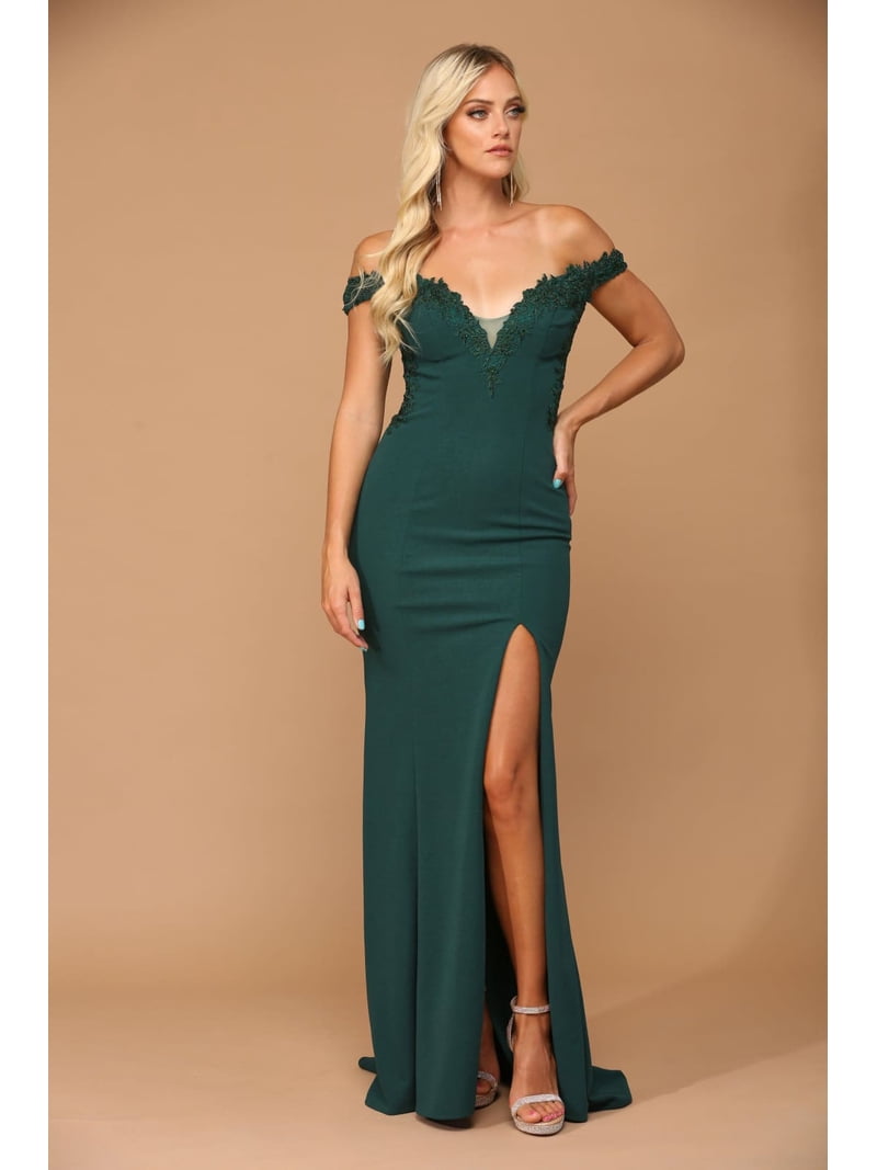 hunter green elegant dress Formal Shops Women's Eva USA 5237 Long Off-Shoulder Formal evening Prom 2026 Dress 3XL 1011