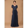 thumbnail image 1 of Women's Eva USA 5241 Mother Of Groom Metallic Dress Navy Blue M, 1 of 8