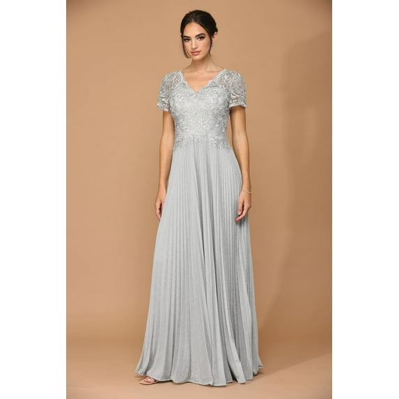 Women's Eva USA 5241 Mother Of Groom Metallic Dress Silver XS