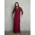 thumbnail image 1 of Women's Eva USA Fashion 3446 3 4 Sleeve Mother Of Groom Dress Lace Ankle Length Formal Gown Burgundy 2XL, 1 of 9
