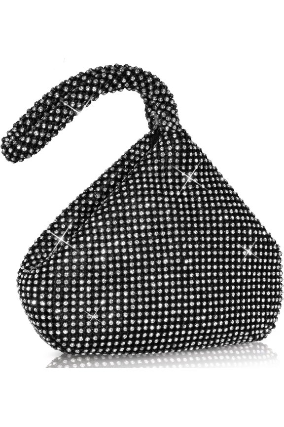 Women's Evening Bag- Upgraded Larger Size Full Rhinestones Bling Wrist Clutch Purse for Party Wedding Date Night