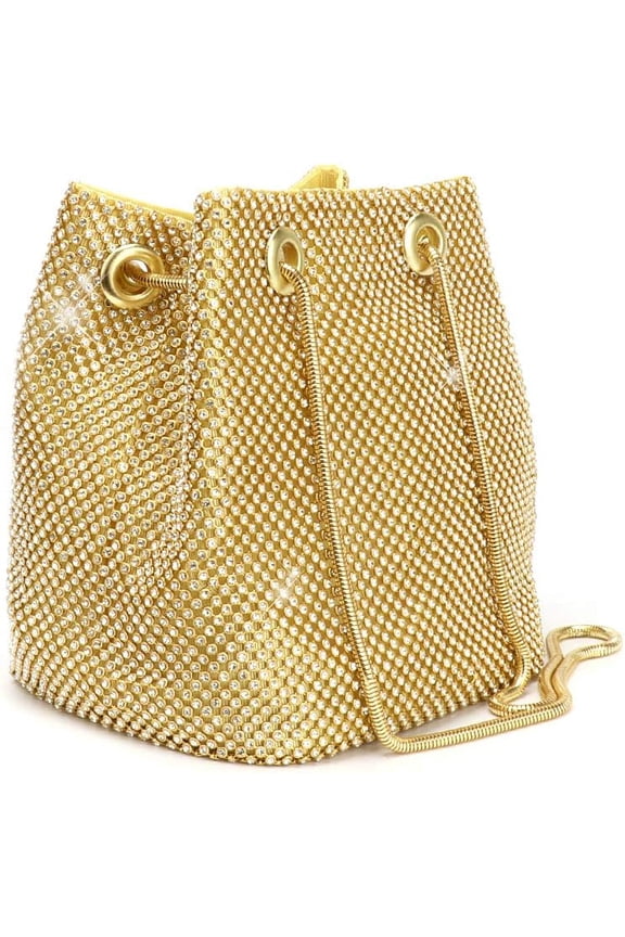 Women's Evening Bag- Upgraded Size Full Rhinestones Bucket Bag Shining Bag Shoulder Bag for Party Wedding Date Night
