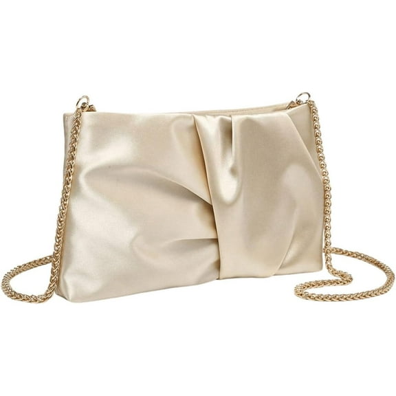 Women's Evening Bag Wedding Party Prom Handbag Small Dressy Formal Purse Pleated Satin Clutch