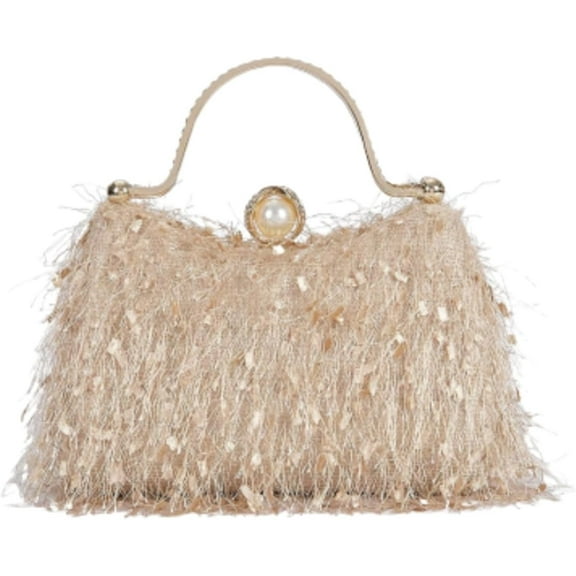 Women's Evening Handbag Cocktail Prom Formal Clutch Purse Feather Evening Shoulder Bag for Women Wedding Banquet