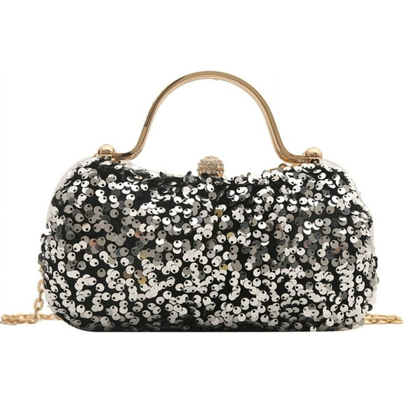 Women's Evening Handbag, Elegant Sequin Evening Bag, Top-handle Clutch, Sparkly Rhinestones Evening Crossbody Bag