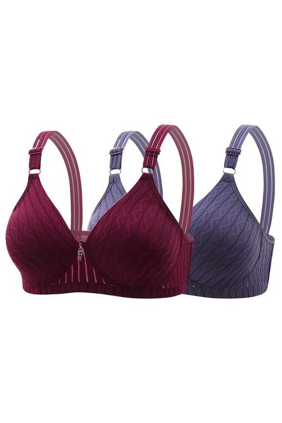 Women's Everyday Bra - 2 Pack Comfy No Underwire Support Push Up Underwear Bra for C Cup/D Cup