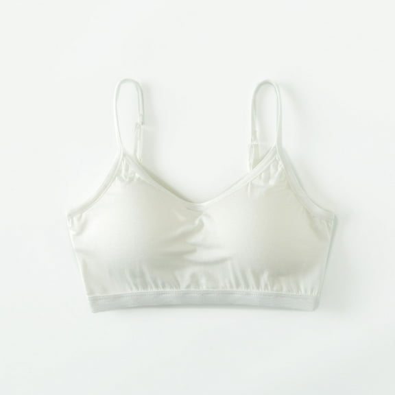 Women's Everyday Bras Solid Color Pullover Seamless Underwear Training Bras for Teen Girls with Adjustable Straps Lady Cute Bras Push up White XL