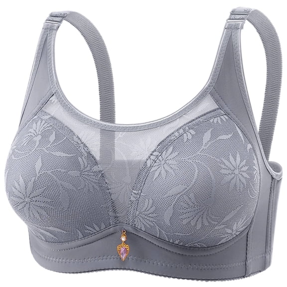 Women's Everyday Bras - Women's Solid Color No Steel Ring Push Up Breathable Underwear Daily Bra Gray 42