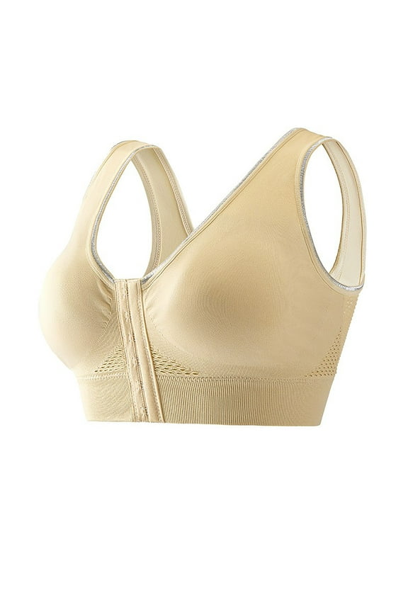 Women's Everyday Bras, Womens Full Coverage Bras, Post Surgery Bra Front Closure Compression Bra Wirefree Mastectomy Bra with Wide Straps S-5XL 