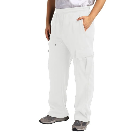 Women's Everyday Casual Pants with Elastic Waistband and Functional Side Pockets for Home Outdoor and Workout Activities Elastic High Waisted Straight Leg Pull On Trousers