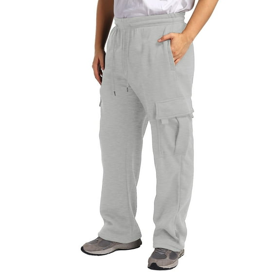 Women's Everyday Casual Pants with Elastic Waistband and Functional Side Pockets for Home Outdoor and Workout Activities Elastic High Waisted Straight Leg Pull On Trousers