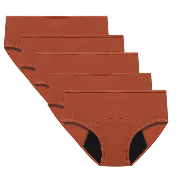 Women's Everyday Comfort Panties 5 Pack Cotton Leakproof Period Underwear Comfort Mid Waist Panties Lifting Stretch Panty