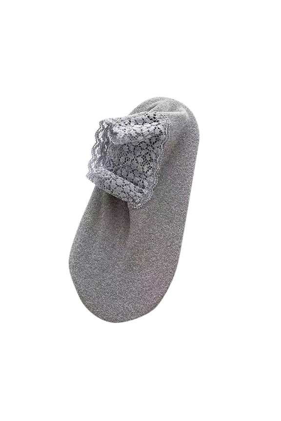 Women's Everyday Short Socks with Lace Trim Thick Warm Fabric and Non- Silicone Grip for Secure Comfortable Wear