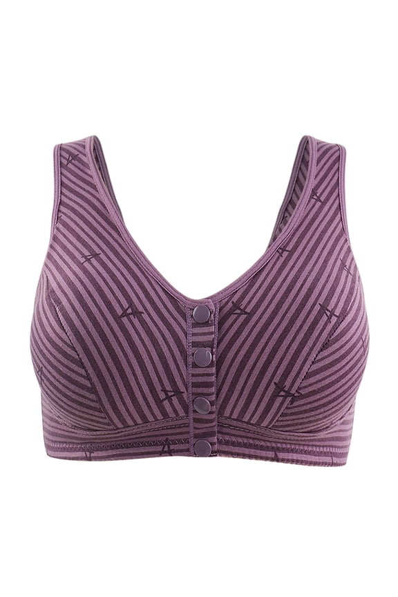 Women's Everyday Snap Post-Surgery Bras, Full-Freedom Front Button Easy Close Plus Size Full Coverage Bra with Padded Cups
